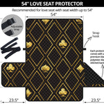 Gold Playing Card Suits Pattern Print Loveseat Protector