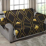 Gold Playing Card Suits Pattern Print Loveseat Protector