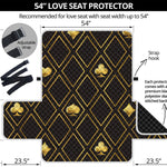 Gold Playing Card Suits Pattern Print Loveseat Protector