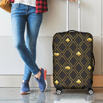 Gold Playing Card Suits Pattern Print Luggage Cover