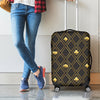 Gold Playing Card Suits Pattern Print Luggage Cover