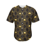 Gold Playing Card Suits Pattern Print Men's Baseball Jersey