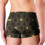 Gold Playing Card Suits Pattern Print Men's Boxer Briefs