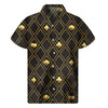 Gold Playing Card Suits Pattern Print Men's Short Sleeve Shirt