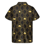 Gold Playing Card Suits Pattern Print Men's Short Sleeve Shirt