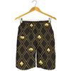 Gold Playing Card Suits Pattern Print Men's Shorts