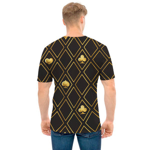 Gold Playing Card Suits Pattern Print Men's T-Shirt