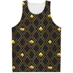 Gold Playing Card Suits Pattern Print Men's Tank Top