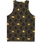 Gold Playing Card Suits Pattern Print Men's Tank Top