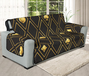 Gold Playing Card Suits Pattern Print Oversized Sofa Protector