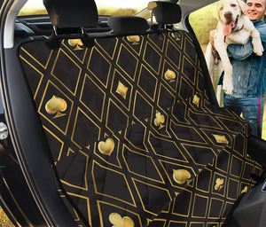 Gold Playing Card Suits Pattern Print Pet Car Back Seat Cover