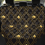 Gold Playing Card Suits Pattern Print Pet Car Back Seat Cover