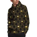 Gold Playing Card Suits Pattern Print Pullover Hoodie