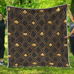 Gold Playing Card Suits Pattern Print Quilt