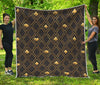 Gold Playing Card Suits Pattern Print Quilt