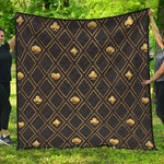 Gold Playing Card Suits Pattern Print Quilt