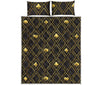 Gold Playing Card Suits Pattern Print Quilt Bed Set