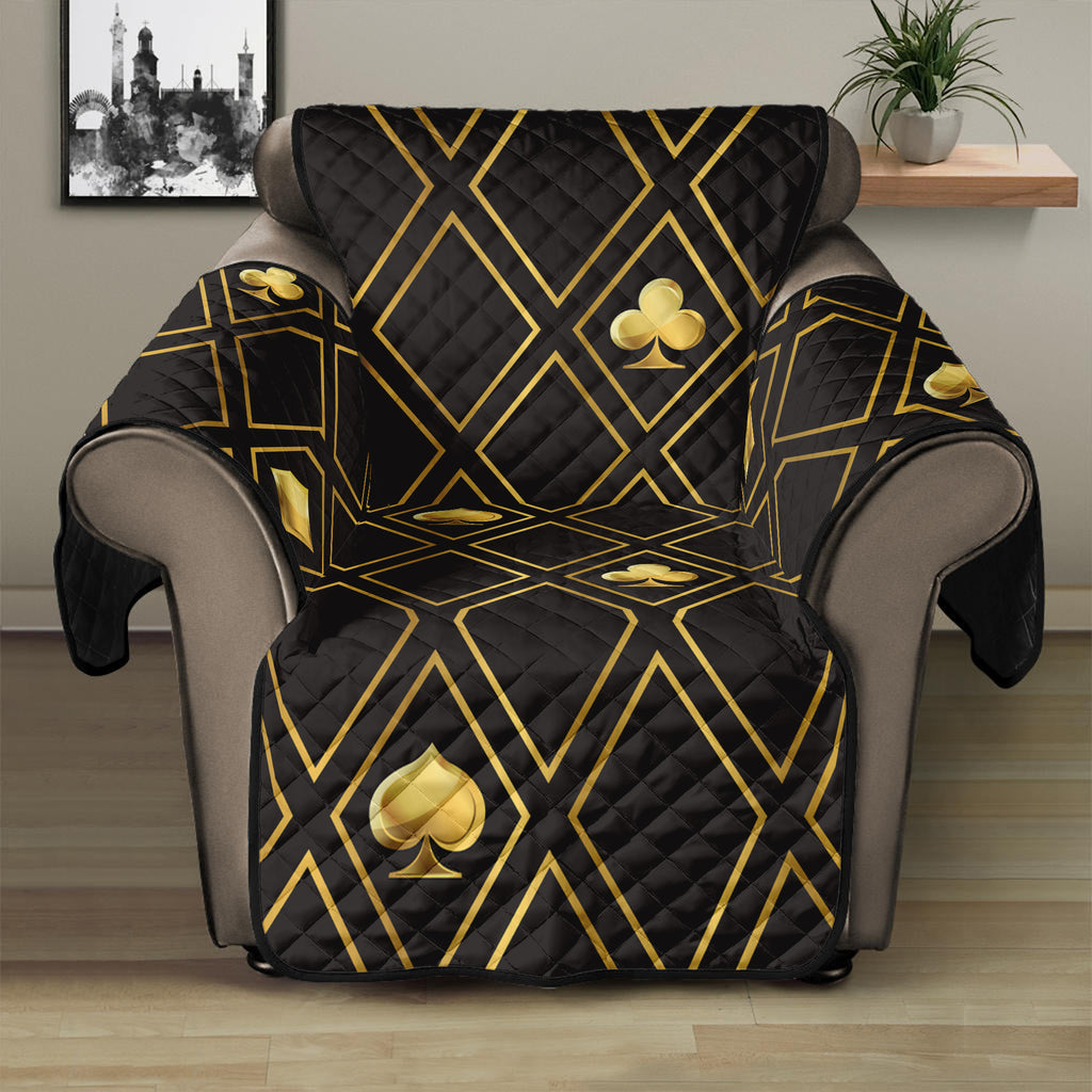 Gold Playing Card Suits Pattern Print Recliner Protector