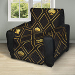 Gold Playing Card Suits Pattern Print Recliner Protector