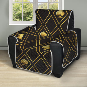 Gold Playing Card Suits Pattern Print Recliner Protector