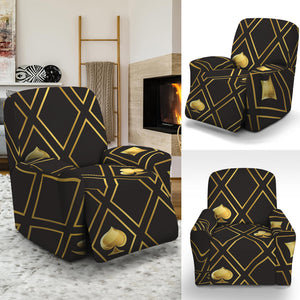 Gold Playing Card Suits Pattern Print Recliner Slipcover