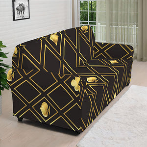 Gold Playing Card Suits Pattern Print Sofa Cover