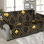 Gold Playing Card Suits Pattern Print Sofa Protector