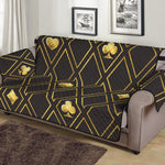 Gold Playing Card Suits Pattern Print Sofa Protector