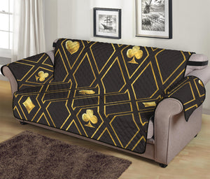 Gold Playing Card Suits Pattern Print Sofa Protector