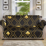 Gold Playing Card Suits Pattern Print Sofa Protector