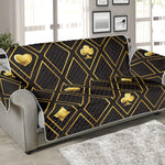 Gold Playing Card Suits Pattern Print Sofa Protector