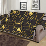 Gold Playing Card Suits Pattern Print Sofa Protector