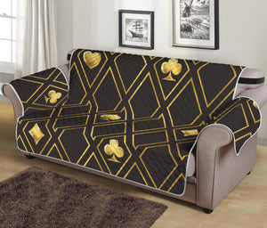 Gold Playing Card Suits Pattern Print Sofa Protector