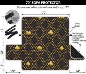 Gold Playing Card Suits Pattern Print Sofa Protector