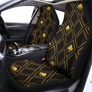 Gold Playing Card Suits Pattern Print Universal Fit Car Seat Covers