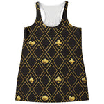 Gold Playing Card Suits Pattern Print Women's Racerback Tank Top