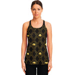 Gold Playing Card Suits Pattern Print Women's Racerback Tank Top