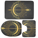 Gold Sagittarius Sign Print 3 Piece Bath Mat Set