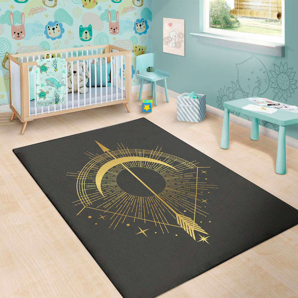 Gold Sagittarius Sign Print Area Rug