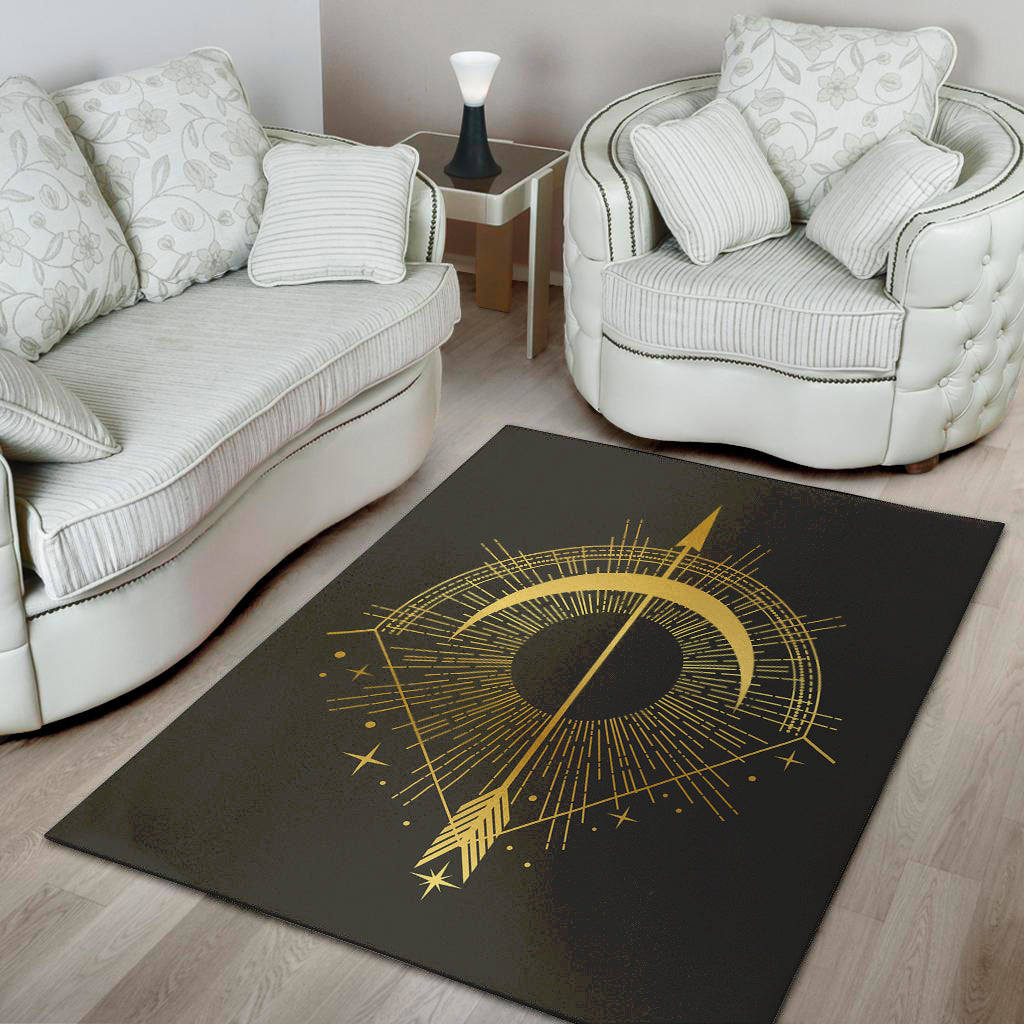 Gold Sagittarius Sign Print Area Rug