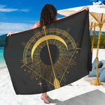 Gold Sagittarius Sign Print Beach Sarong Wrap