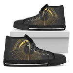 Gold Sagittarius Sign Print Black High Top Shoes
