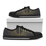 Gold Sagittarius Sign Print Black Low Top Shoes 