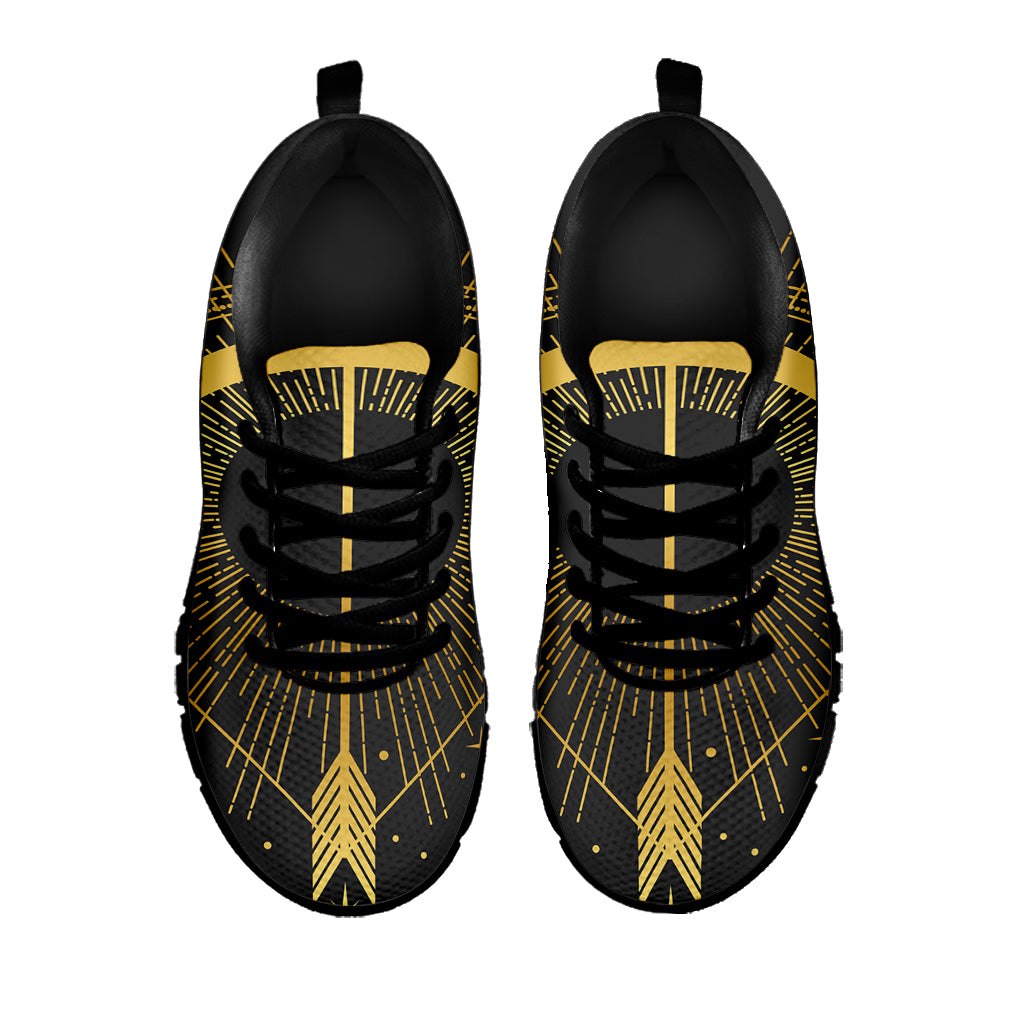 Gold Sagittarius Sign Print Black Sneakers