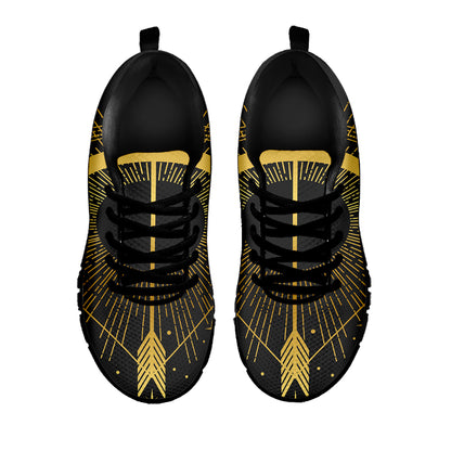Gold Sagittarius Sign Print Black Sneakers