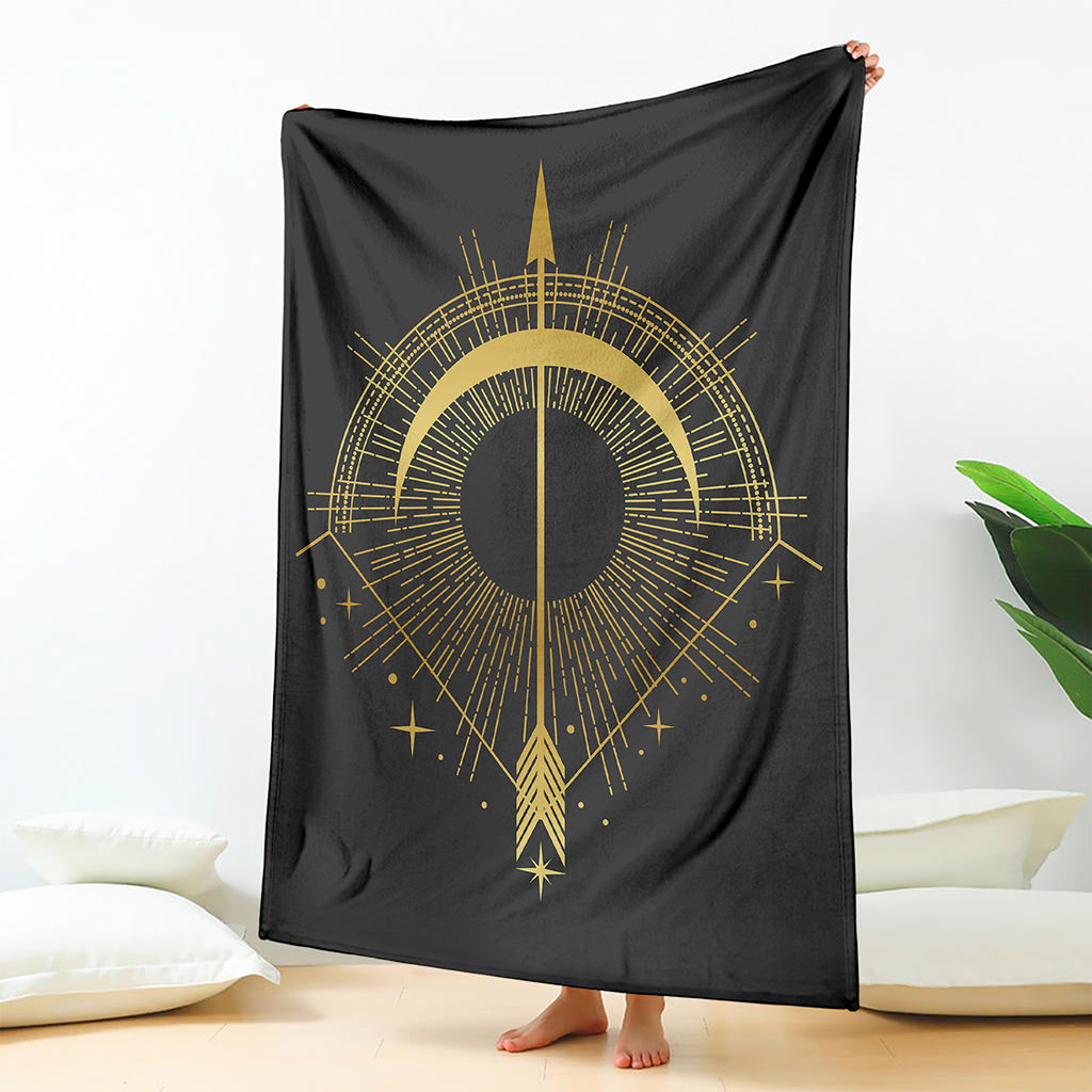 Gold Sagittarius Sign Print Blanket