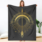 Gold Sagittarius Sign Print Blanket