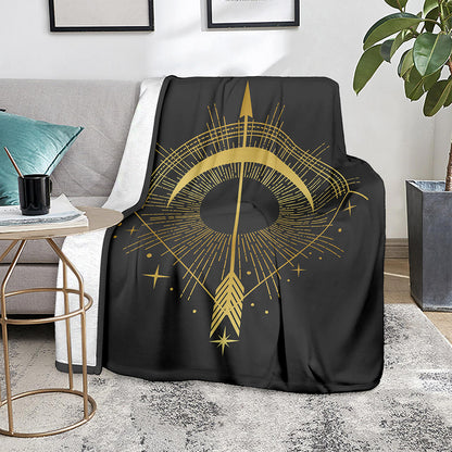Gold Sagittarius Sign Print Blanket
