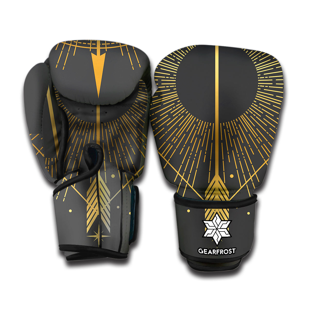 Gold Sagittarius Sign Print Boxing Gloves