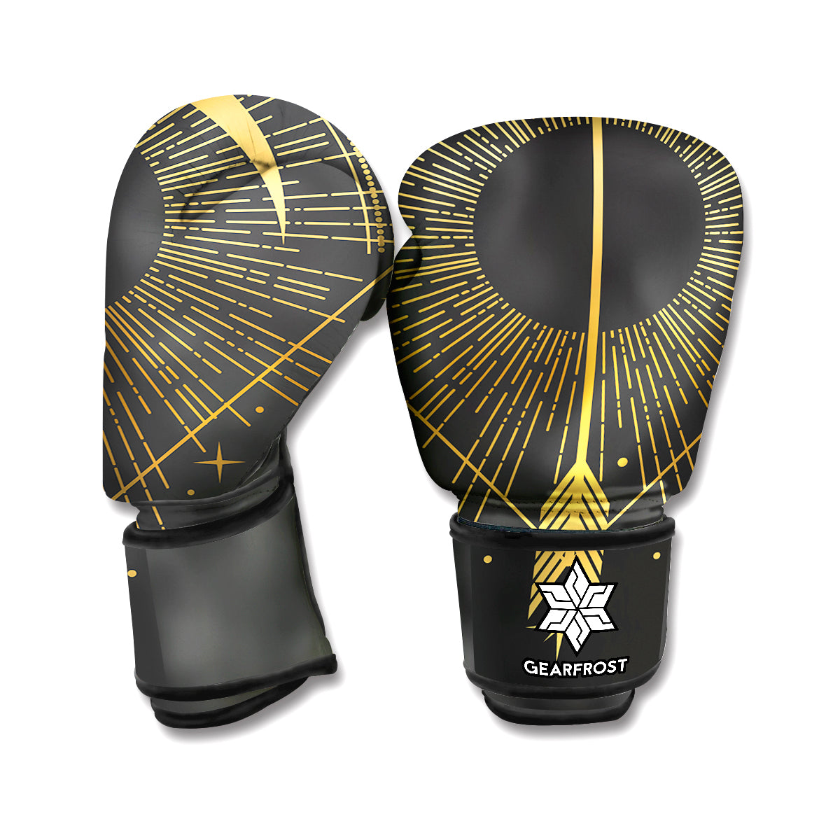 Gold Sagittarius Sign Print Boxing Gloves